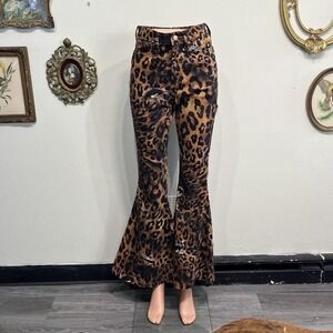 MJ Animal Leopard Print Flare Jeans Womens Size 27x32 Bell Bottoms